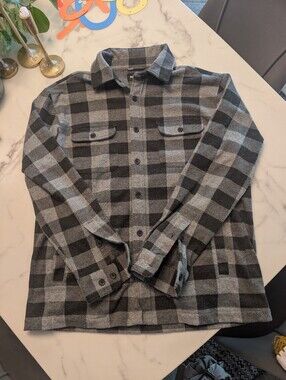 Bonobos Men's Flannel Shirt Large | Gray Black Buffalo Plaid | Stretch Fit